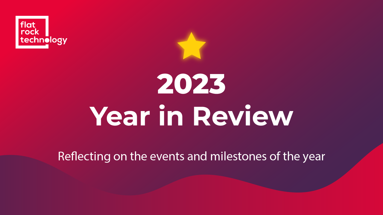 A blog banner with a gold star that reads: "2023 Year in Review: Reflecting on the events and milestones of the year."