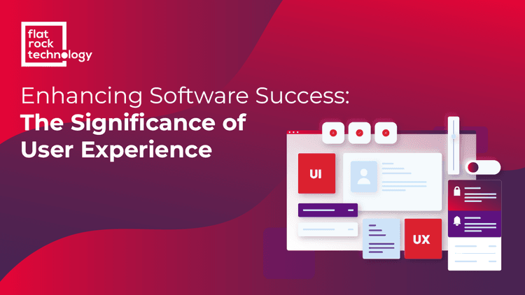An illustration of digital screens showcasing UI and UX frames. The banner reads: "Enhancing Software Success: The Significance of User Experience."